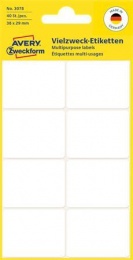 Etikett, 38x29 mm, kézzel írható, lekerekített sarkú, AVERY ZWECKFORM, 40 etikett/csomag
