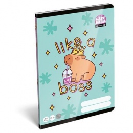 Füzet, tűzött, A5, vonalas, 32 lap, 4-8. osztály, LIZZYSULI, "Lollipop Capybara","21-32"